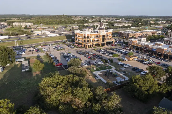 Aerial view of Old Town Station and Burleson