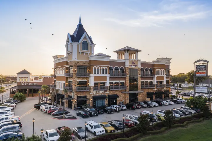 Old Town Station tower and storefronts
